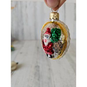 Vintage West Germany Santa egg glass ornament mercury unique Xmas tree‎